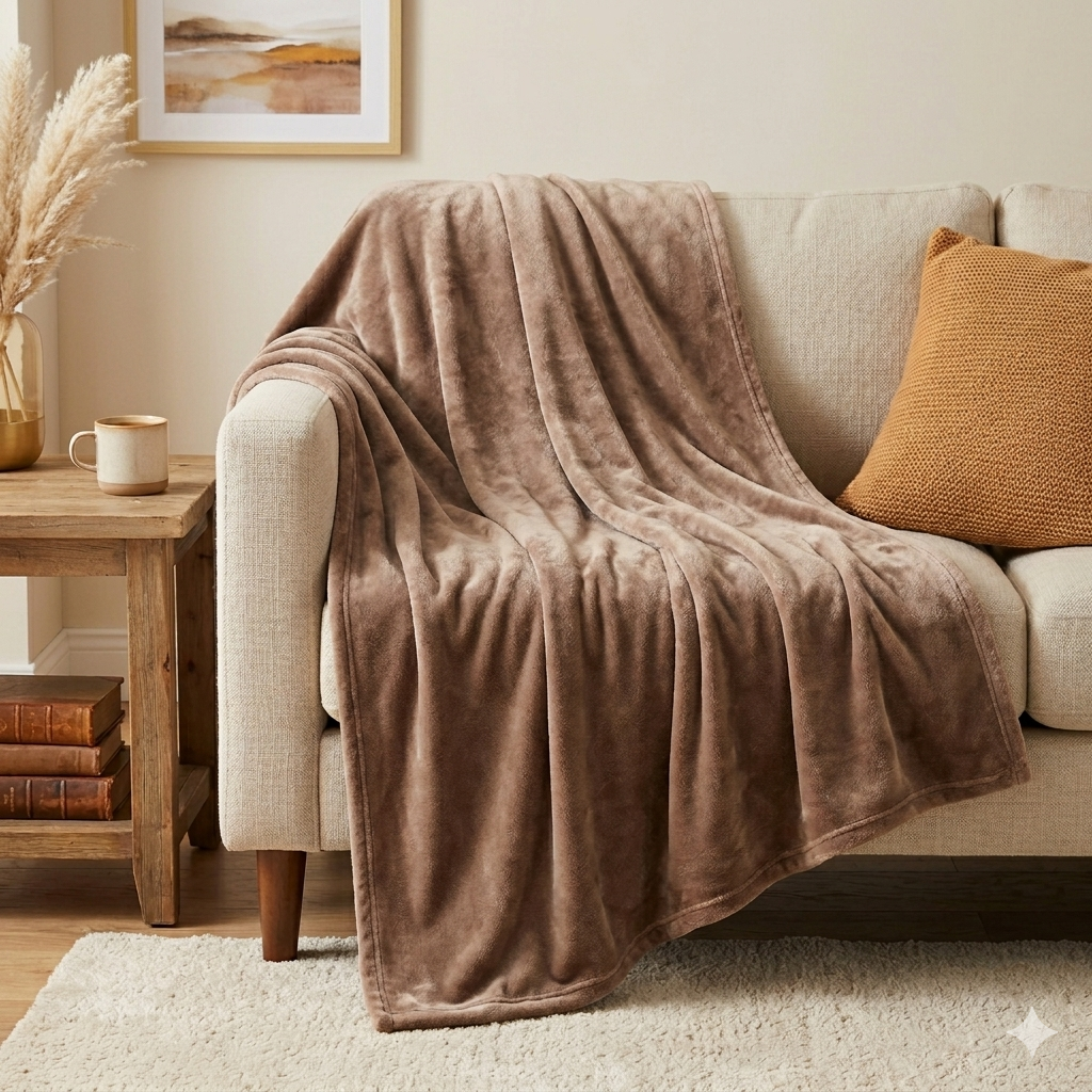 Amberest Cloud-Soft Flannel Blanket - Antibacterial & Infant-Safe Throw for Sofa, Bed, or Nursery