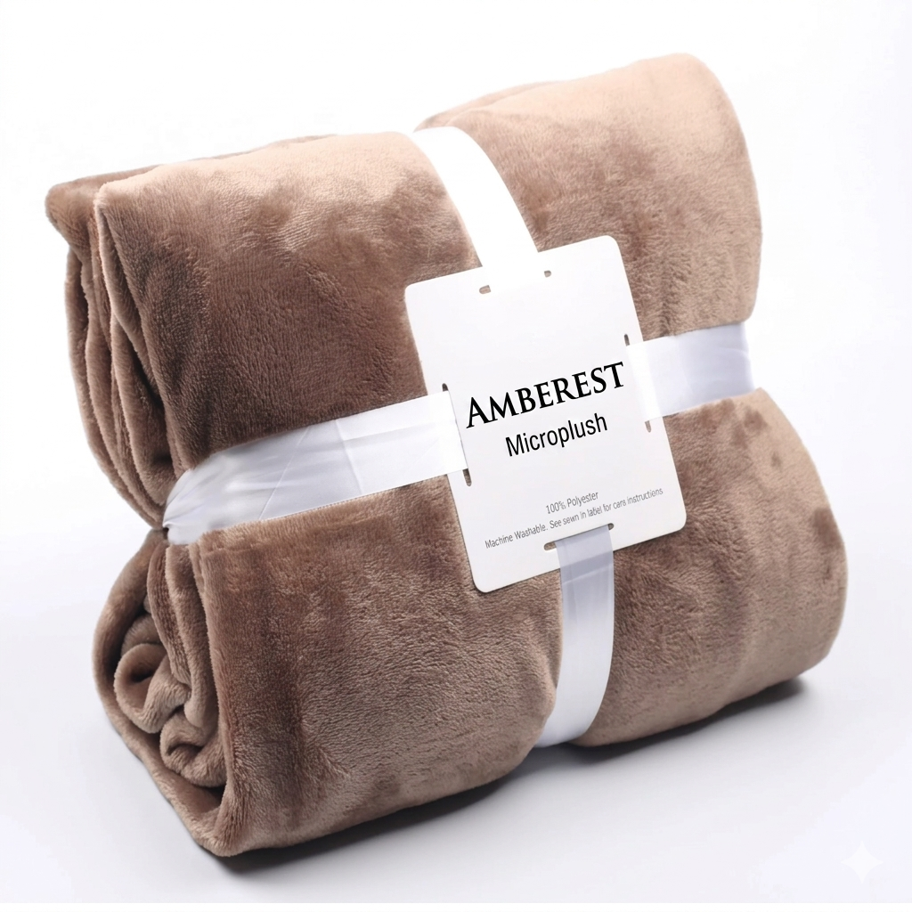 Amberest Cloud-Soft Flannel Blanket - Antibacterial & Infant-Safe Throw for Sofa, Bed, or Nursery