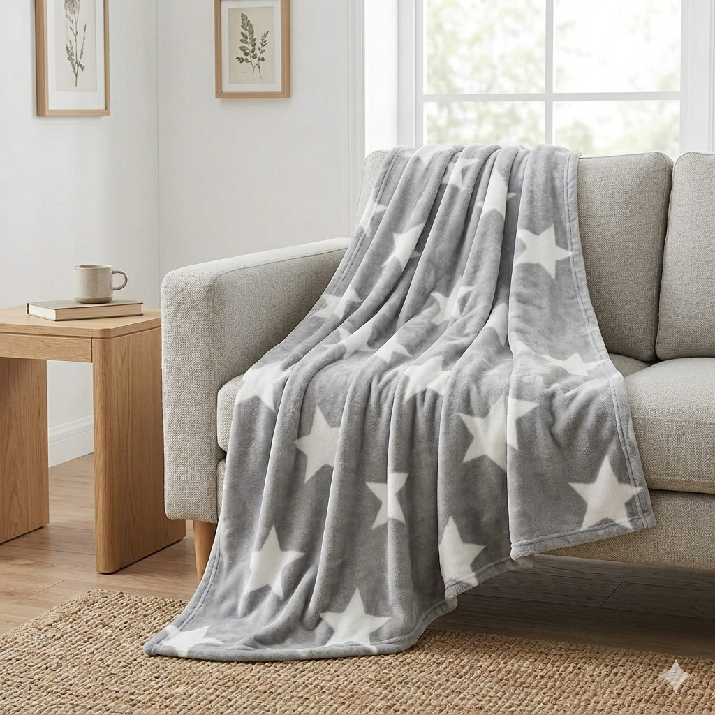 Amberest Cloud-Soft Flannel Blanket - Antibacterial & Infant-Safe Throw for Sofa, Bed, or Nursery