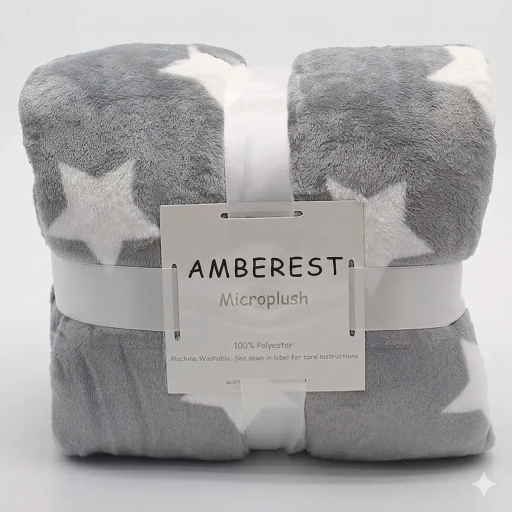 Amberest Cloud-Soft Flannel Blanket - Antibacterial & Infant-Safe Throw for Sofa, Bed, or Nursery
